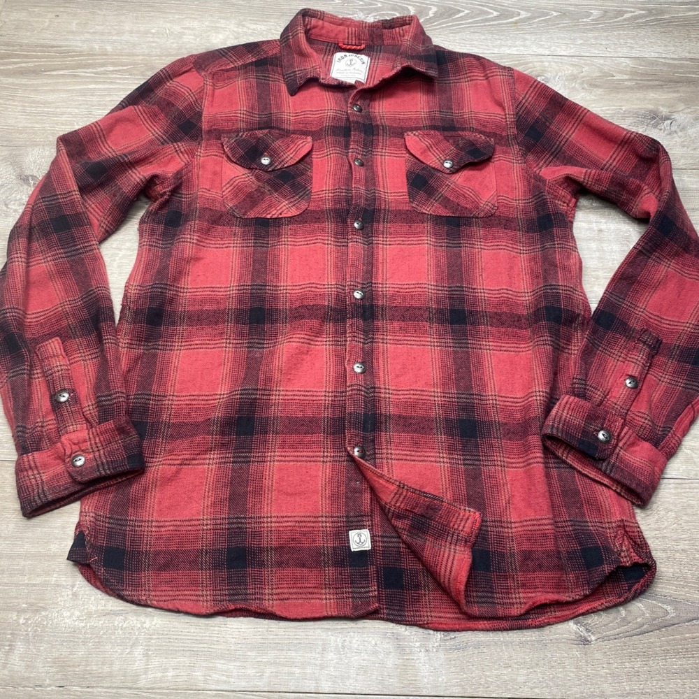 Iron and Resin Flannel Shirt Mens XXL Cotton Red Black Plaid Freedom Riders
